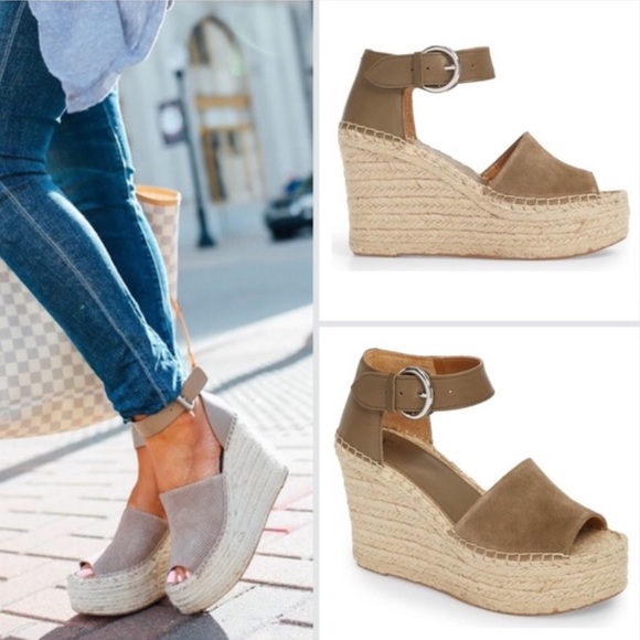 Marc Fisher Shoes - Marc Fisher Alida brown green espadrille wedge 10
